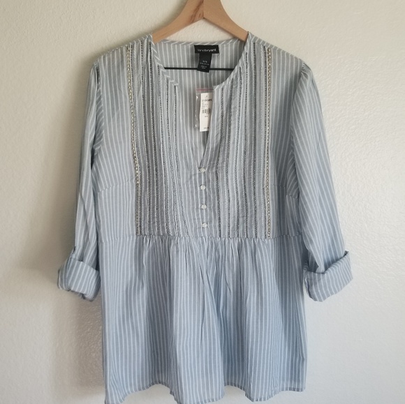 Lane Bryant Tops - NWT Lane Bryant Striped Embellished Blouse (14/16)